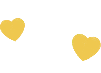 Corações dourados no rodapé do banner